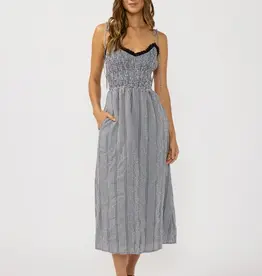 509 Broadway Smocked Gingham Midi Dress