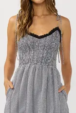 509 Broadway Smocked Gingham Midi Dress