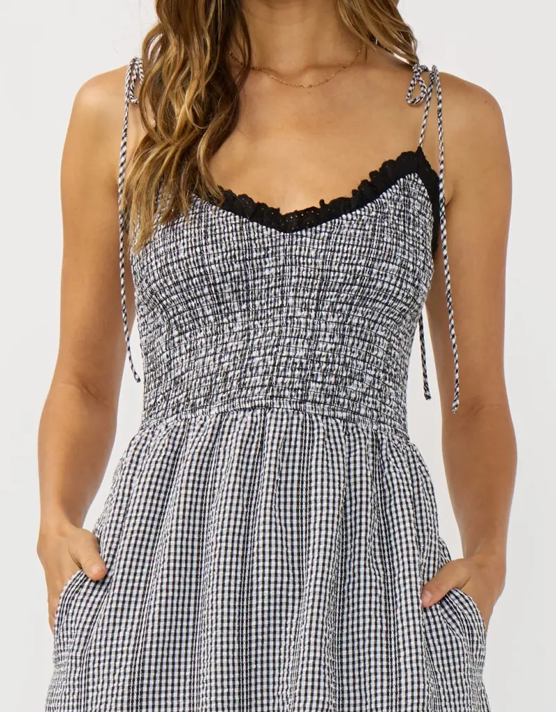 509 Broadway Smocked Gingham Midi Dress