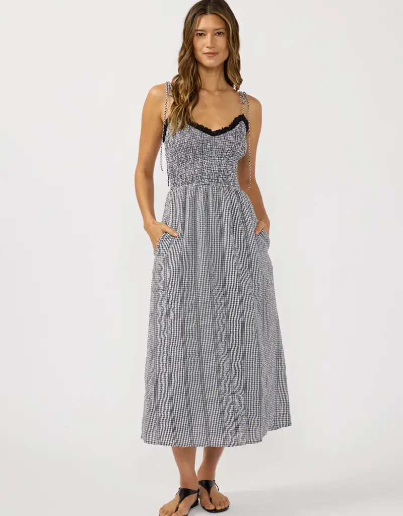 509 Broadway Smocked Gingham Midi Dress