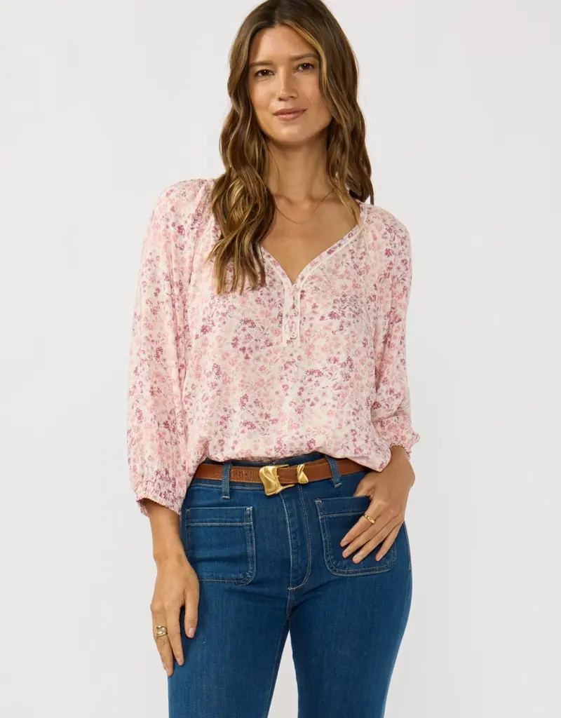 509 Broadway Raglan Puff Sleeve V-Neck