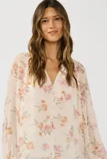 509 Broadway Floral Ruffle Button Blouse