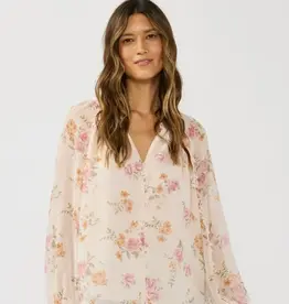 509 Broadway Floral Ruffle Button Blouse