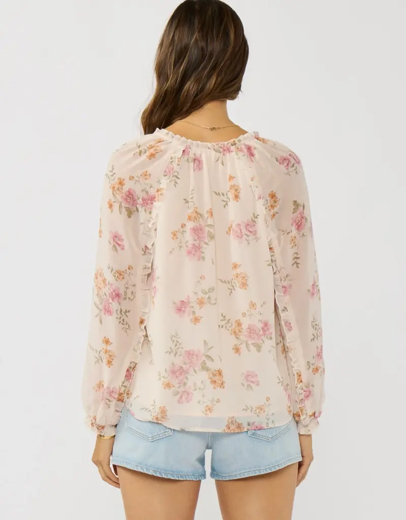 509 Broadway Floral Ruffle Button Blouse