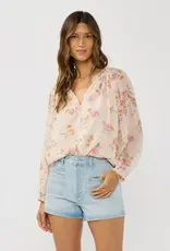 509 Broadway Floral Ruffle Button Blouse