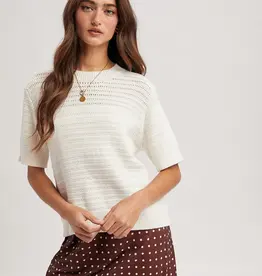509 Broadway Texture Short Sleeve Sweater