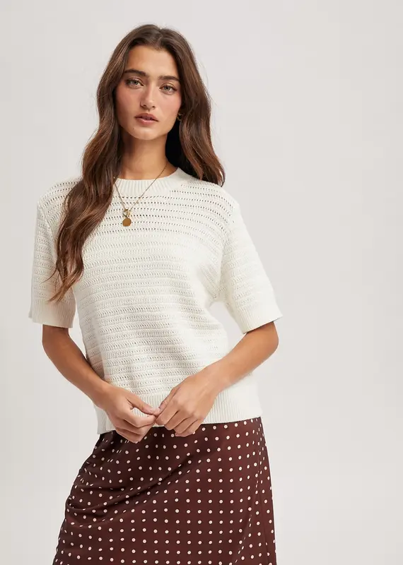 509 Broadway Texture Short Sleeve Sweater