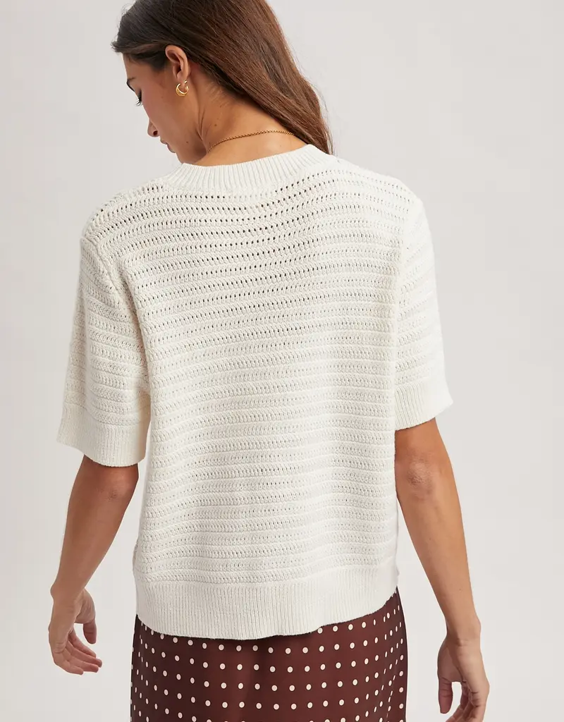 509 Broadway Texture Short Sleeve Sweater