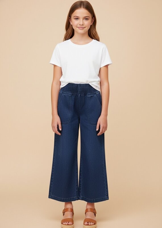 509 Broadway Girls Smocked Waist Straight Pants
