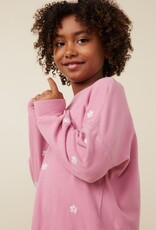 509 Broadway Girls Brushed Texture Floral Sweatshirt