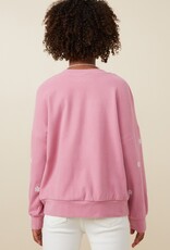 509 Broadway Girls Brushed Texture Floral Sweatshirt