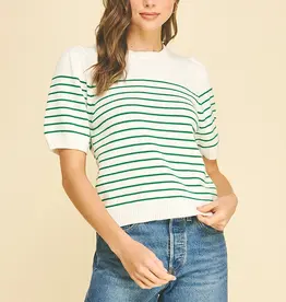 509 Broadway Striped Short Sleeve Sweater