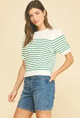 509 Broadway Striped Short Sleeve Sweater