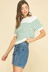 509 Broadway Striped Short Sleeve Sweater