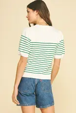 509 Broadway Striped Short Sleeve Sweater