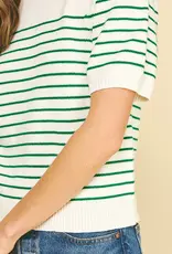 509 Broadway Striped Short Sleeve Sweater