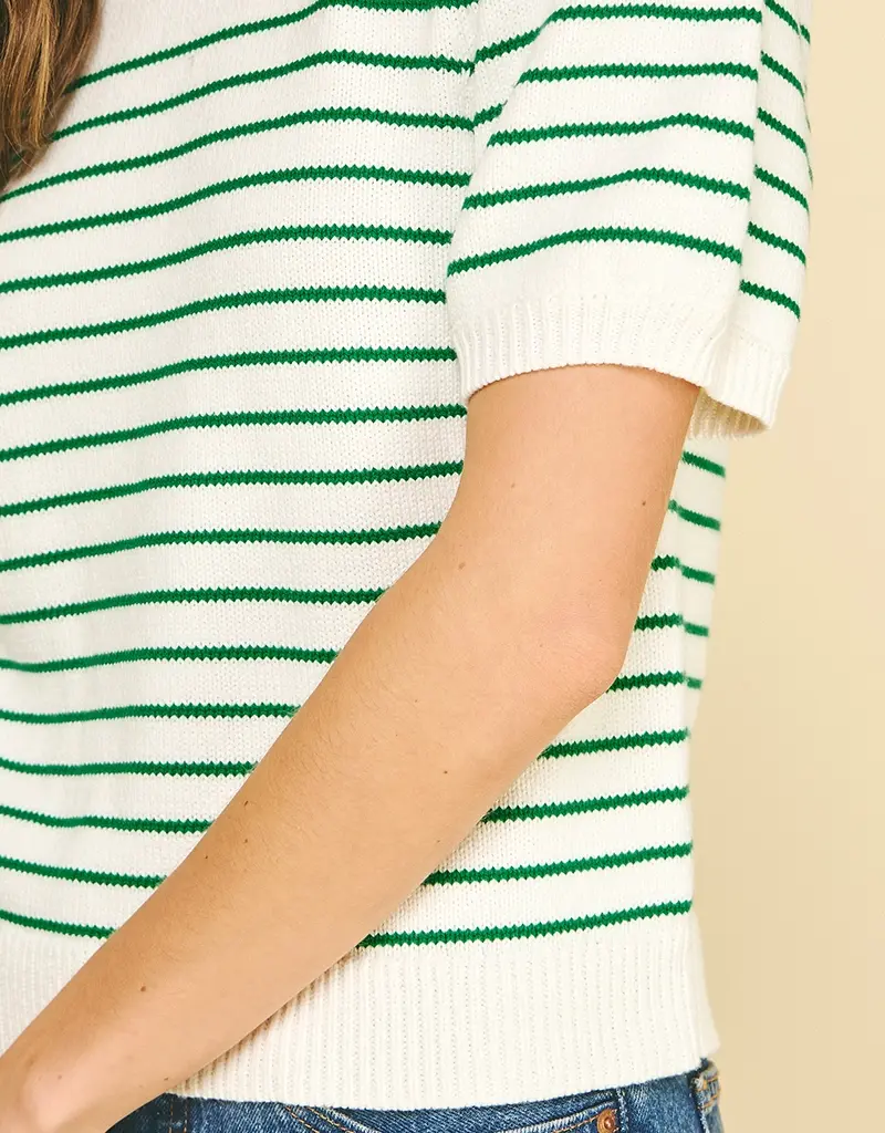 509 Broadway Striped Short Sleeve Sweater