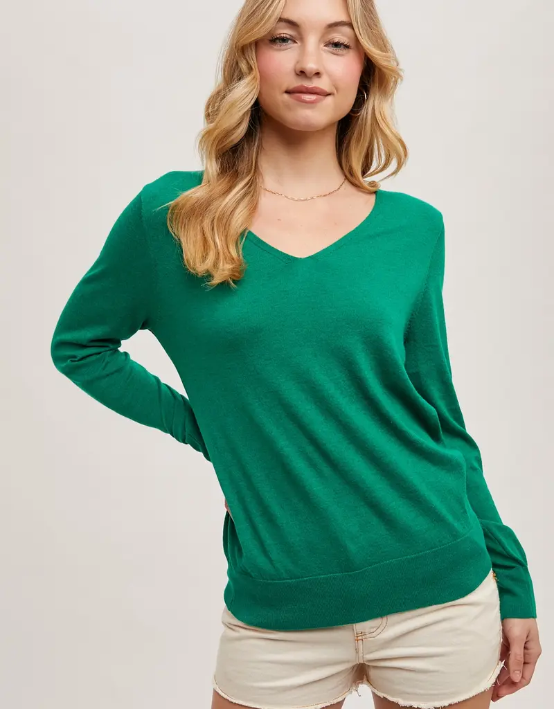 509 Broadway V-Neck Knit L/S Pullover