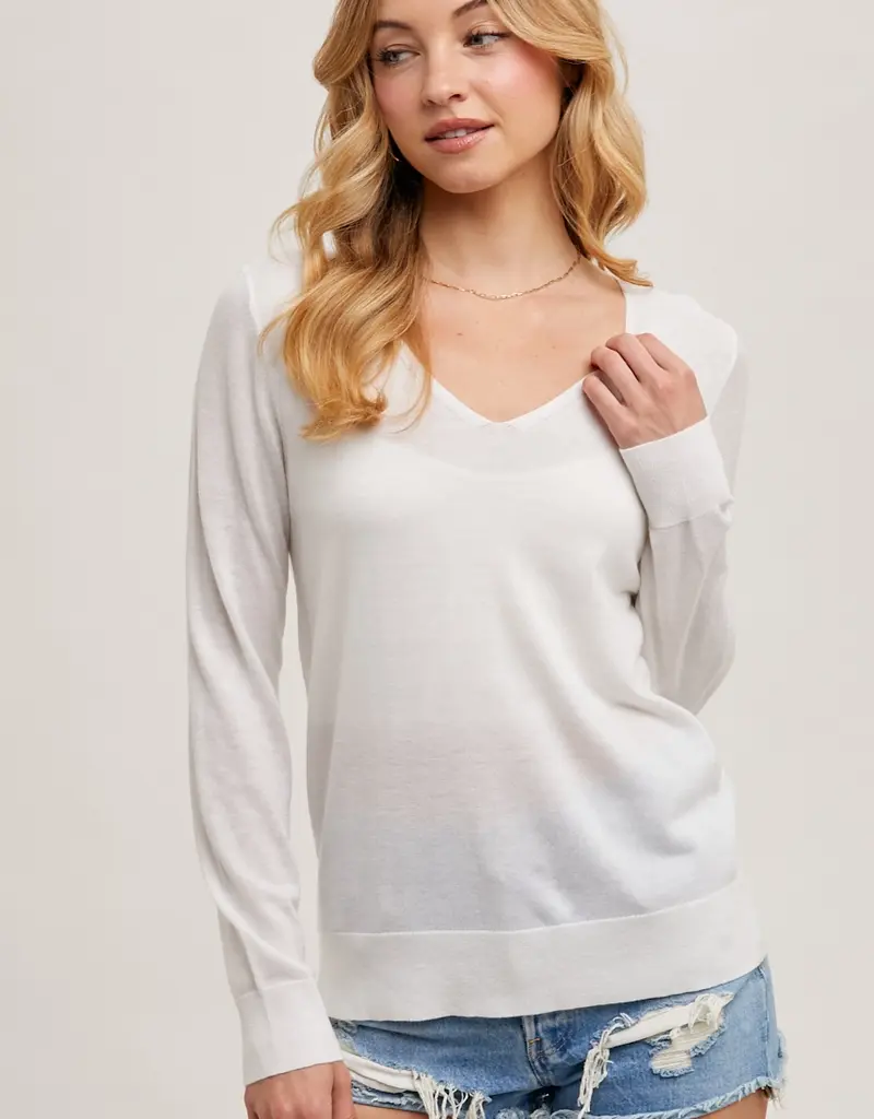 509 Broadway V-Neck Knit L/S Pullover