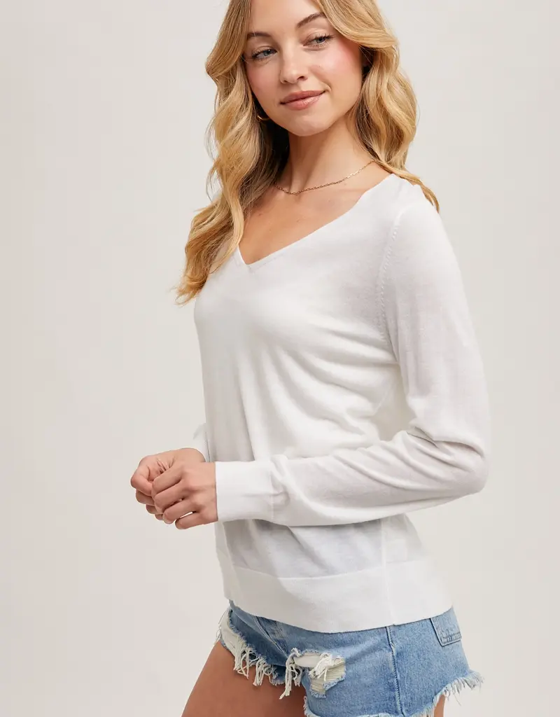 509 Broadway V-Neck Knit L/S Pullover