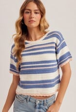 509 Broadway Textured Weave Stripe Sweater