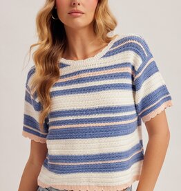 509 Broadway Textured Weave Stripe Sweater