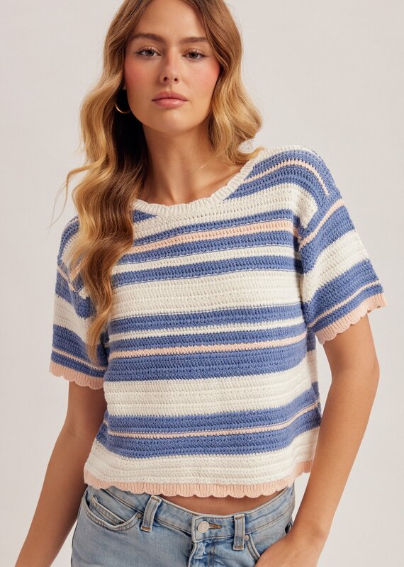 509 Broadway Textured Weave Stripe Sweater