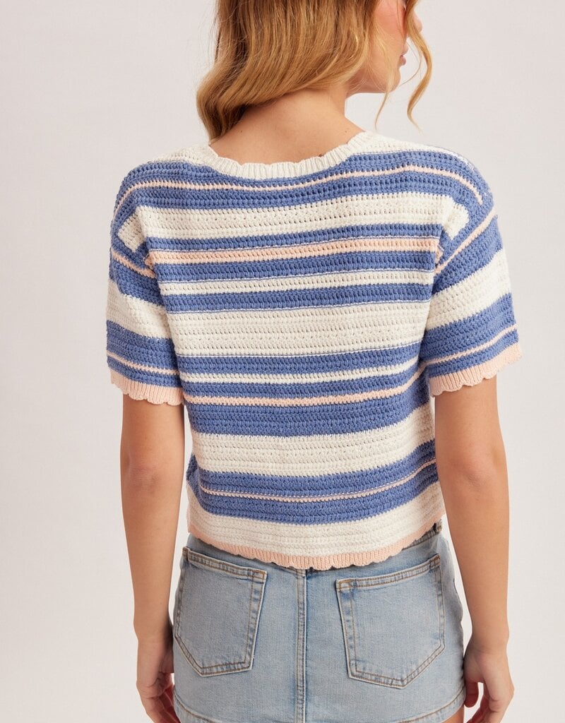 509 Broadway Textured Weave Stripe Sweater