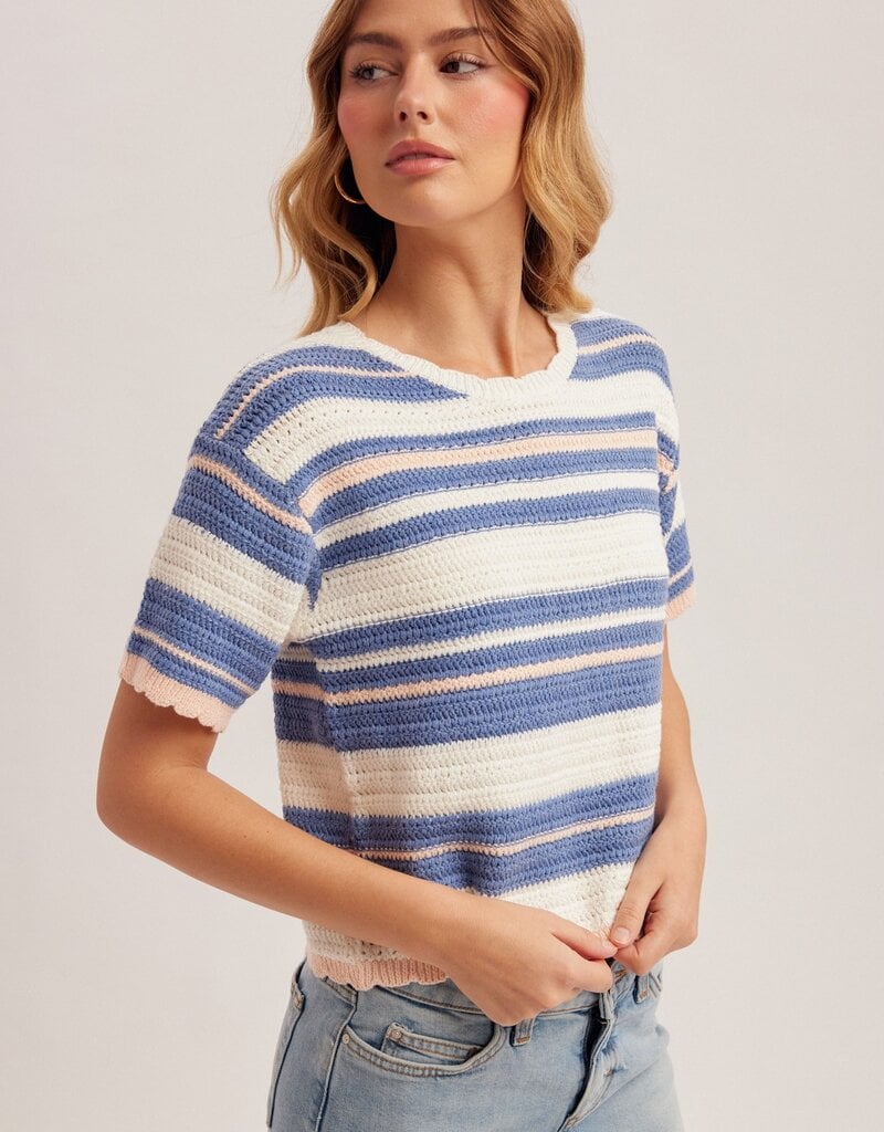 509 Broadway Textured Weave Stripe Sweater