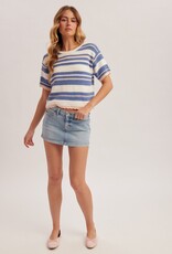509 Broadway Textured Weave Stripe Sweater