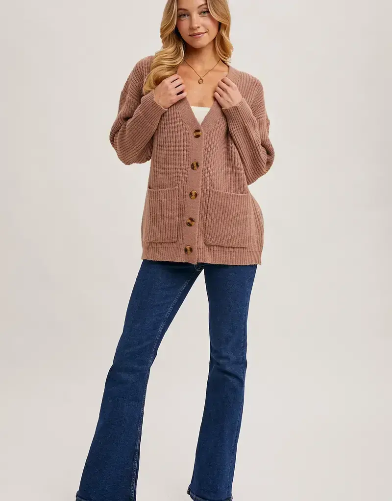 Bluivy Button Down Ribbed Knit Sweater Cardi