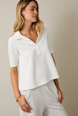 509 Broadway Open Placket Half Sleeve Tunic Top