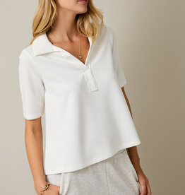 509 Broadway Open Placket Half Sleeve Tunic Top