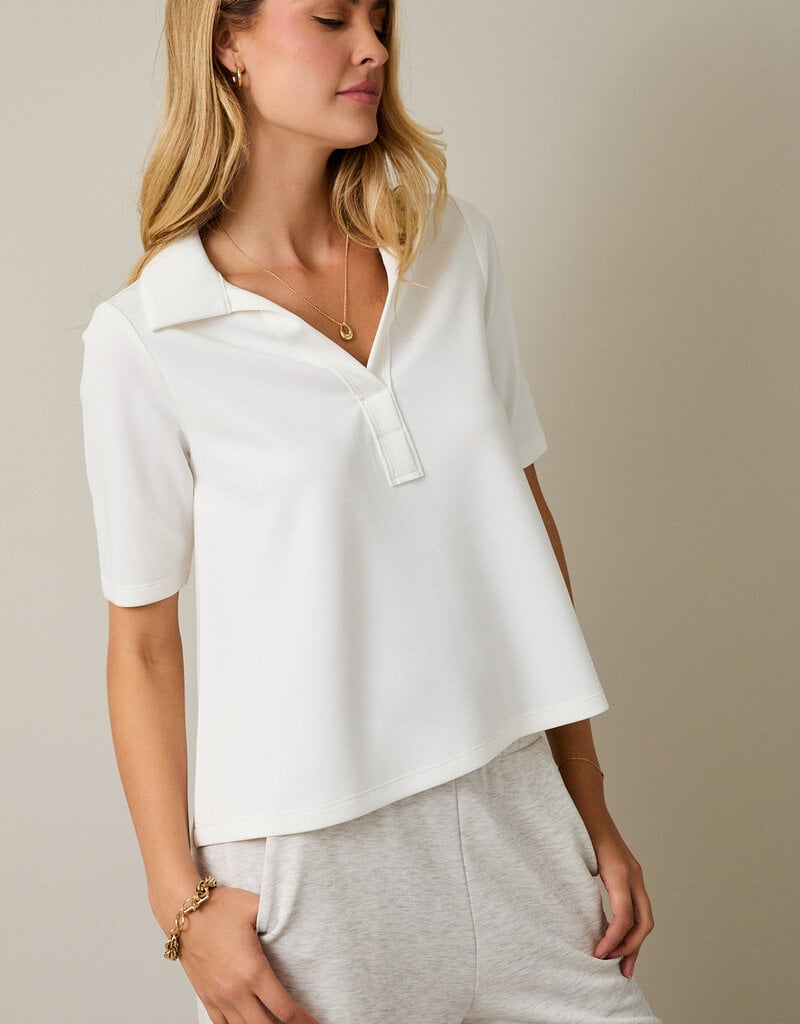 509 Broadway Open Placket Half Sleeve Tunic Top