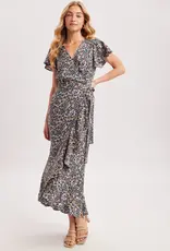 509 Broadway Floral Printed Ruffle Hem Wrap Dress