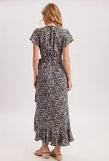 509 Broadway Floral Printed Ruffle Hem Wrap Dress