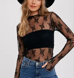 509 Broadway Floral Embroidery Lace Layering Top