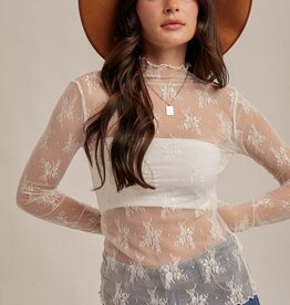 509 Broadway Mock Neck Lace Top
