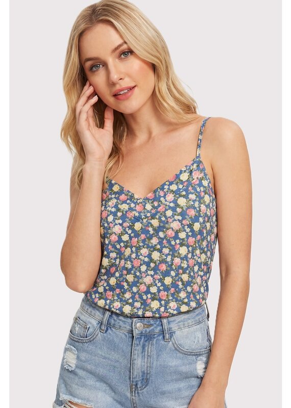 509 Broadway V-Neck Floral Tank Top