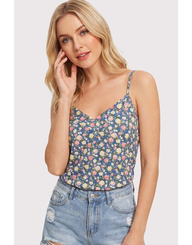 509 Broadway V-Neck Floral Tank Top