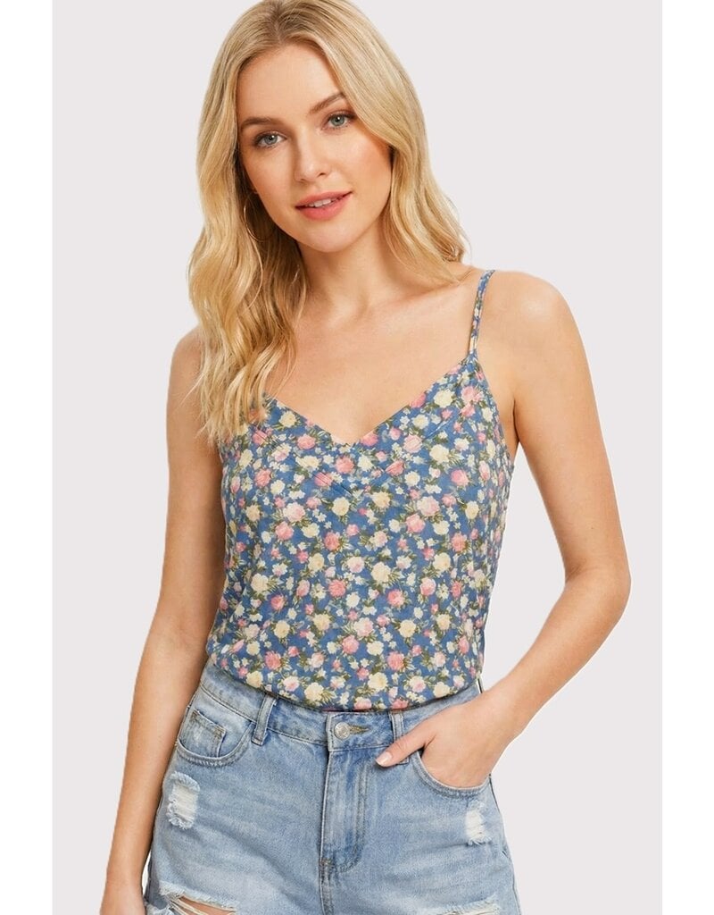 509 Broadway V-Neck Floral Tank Top