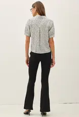 509 Broadway Ditsy Print Puffed Blouse