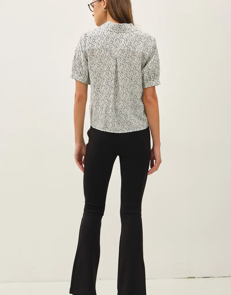 509 Broadway Ditsy Print Puffed Blouse