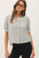 509 Broadway Ditsy Print Puffed Blouse