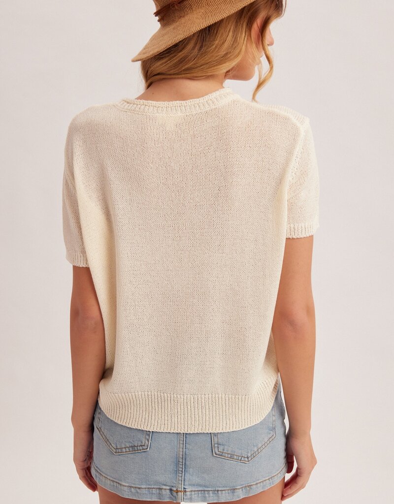 509 Broadway Short Sleeve Basic Sweater