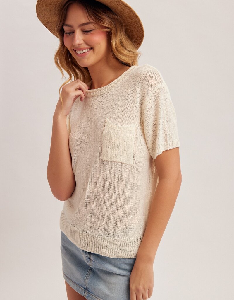 509 Broadway Short Sleeve Basic Sweater