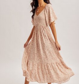 509 Broadway Flutter Sleeve Smocked Bodice Dress