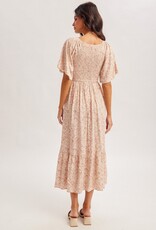 509 Broadway Flutter Sleeve Smocked Bodice Dress