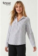 509 Broadway Long Sleeve Stripe Pocket Blouse