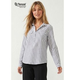 509 Broadway Long Sleeve Stripe Pocket Blouse